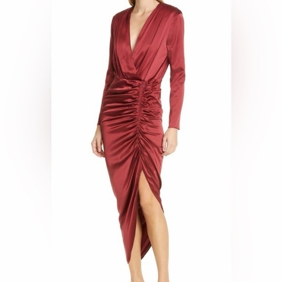 Veronica Beard Deep Red Long Sleeve Dress
